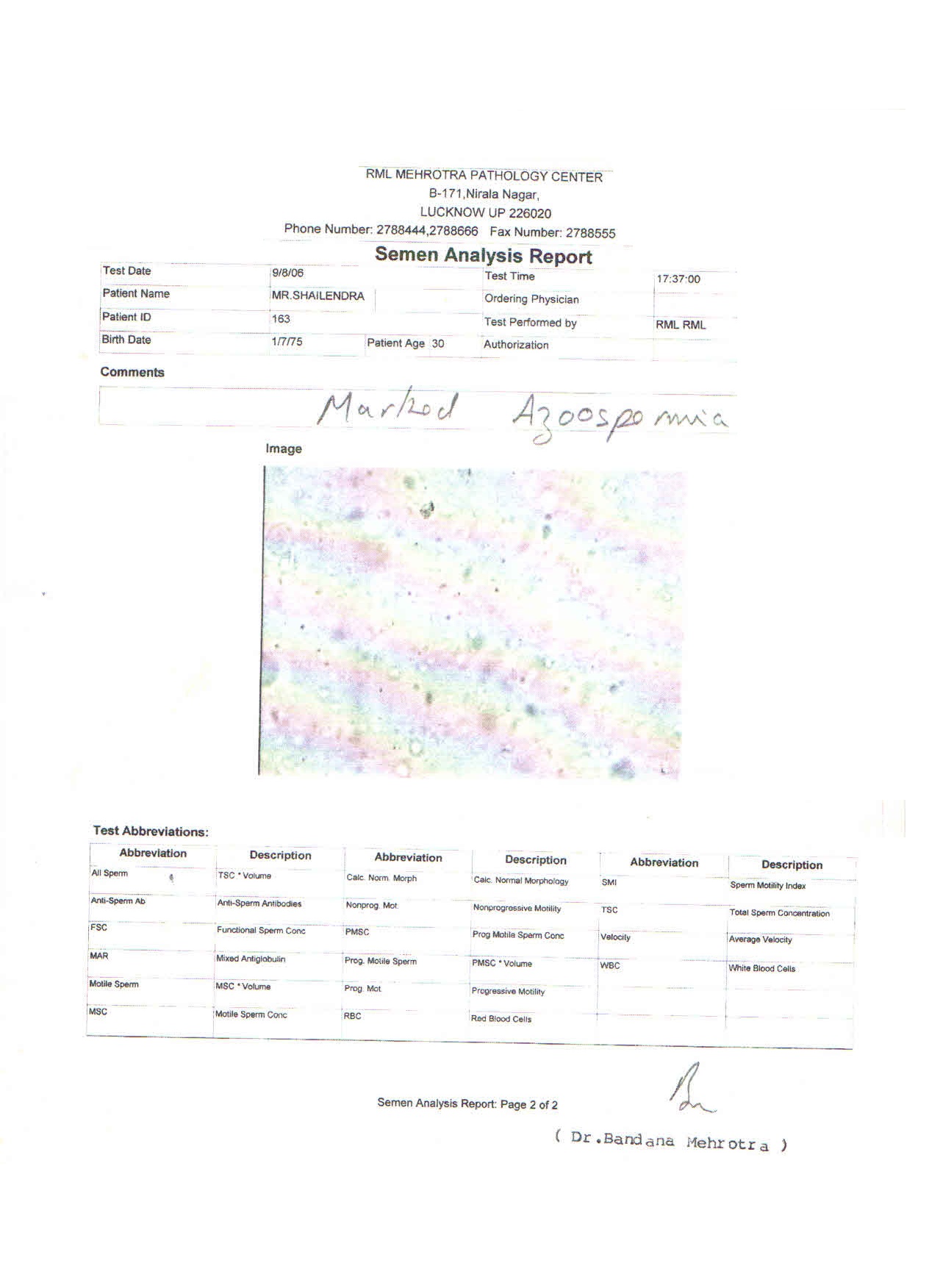 Report Before Treatment 2