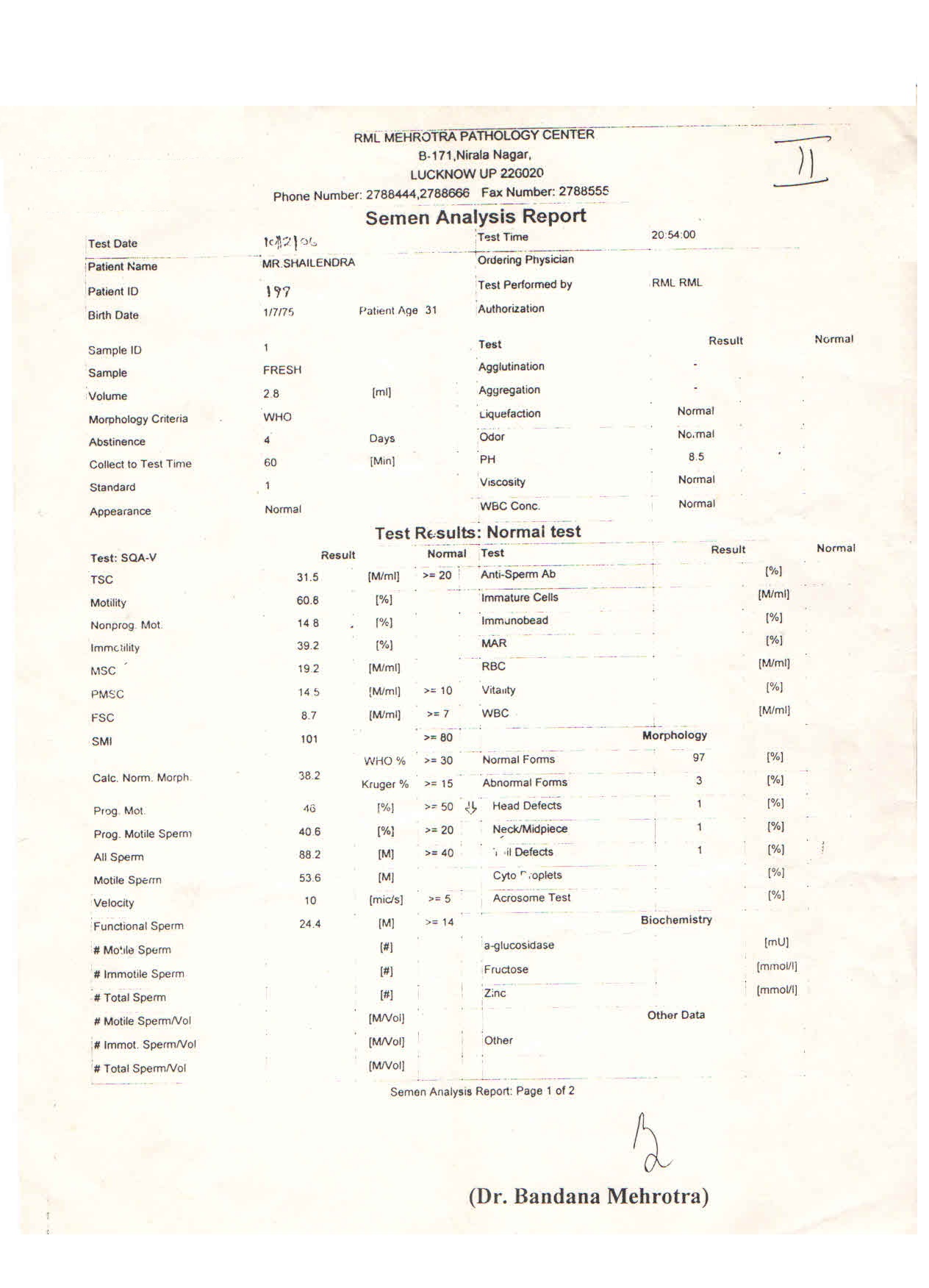 Report After Treatment I - 1